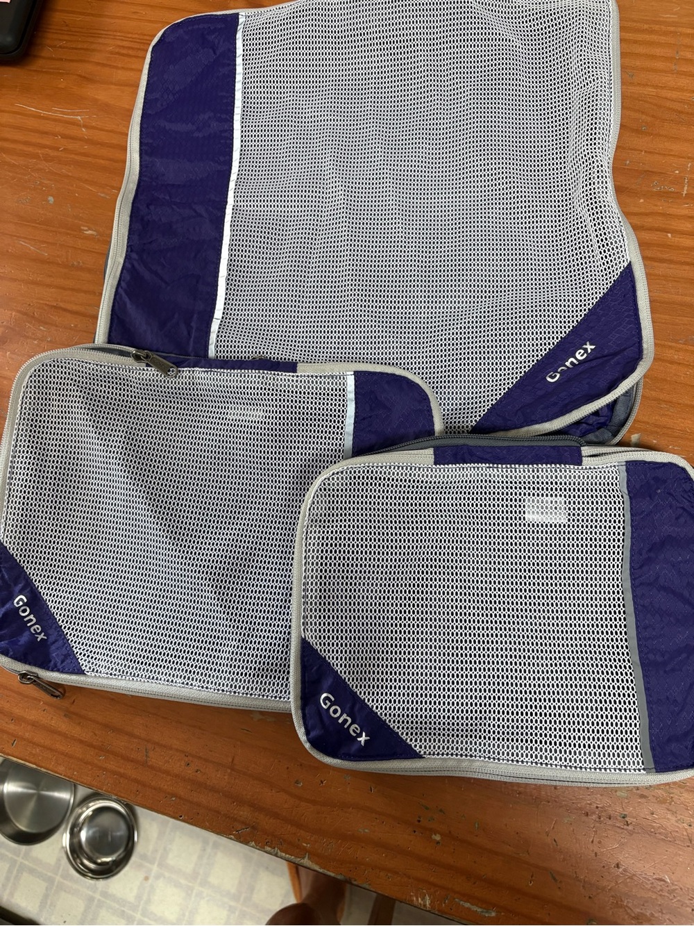 Onex Purple and White Mesh Packing Cube Set - 3 Pieces